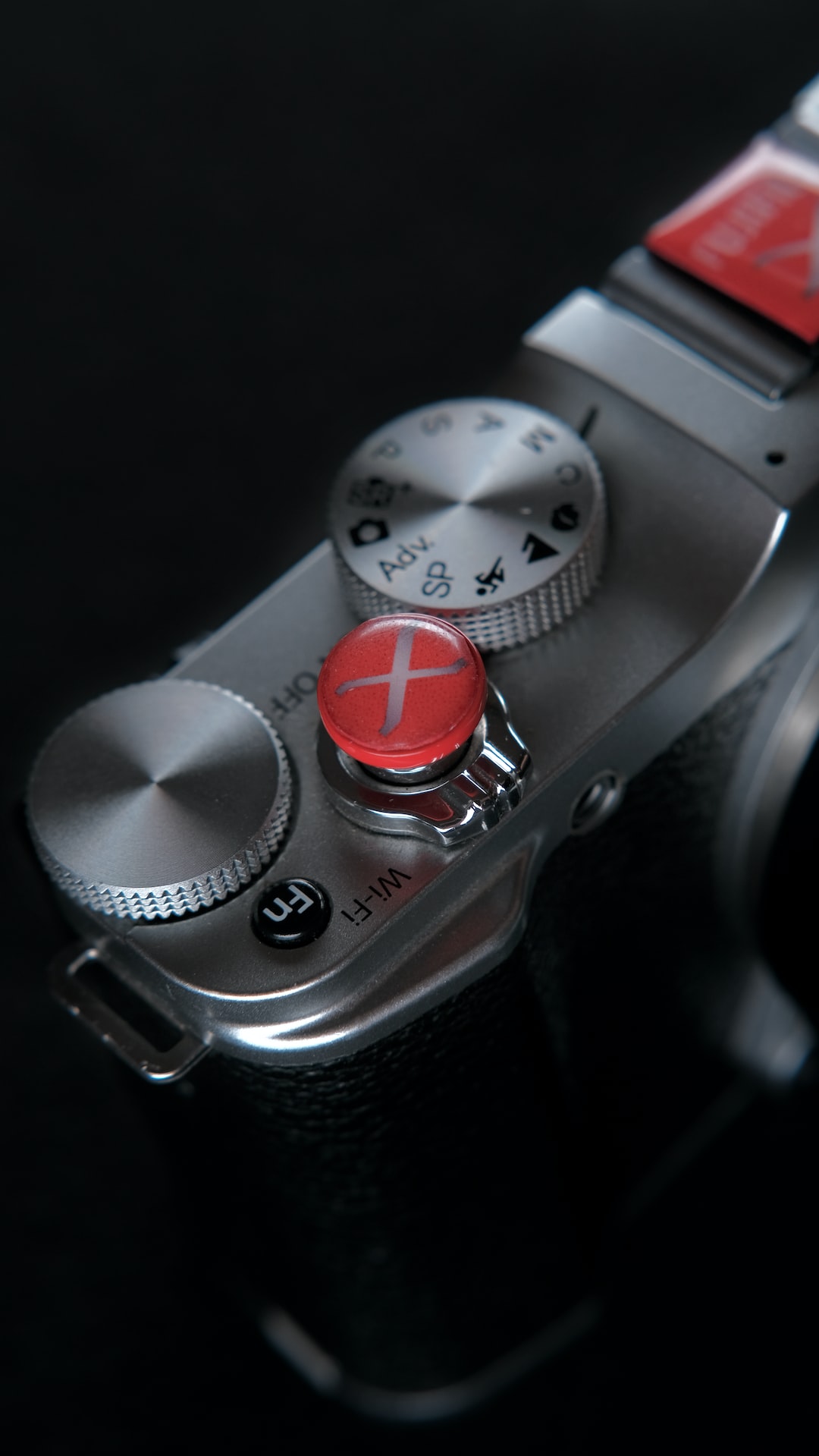silver and red round analog watch