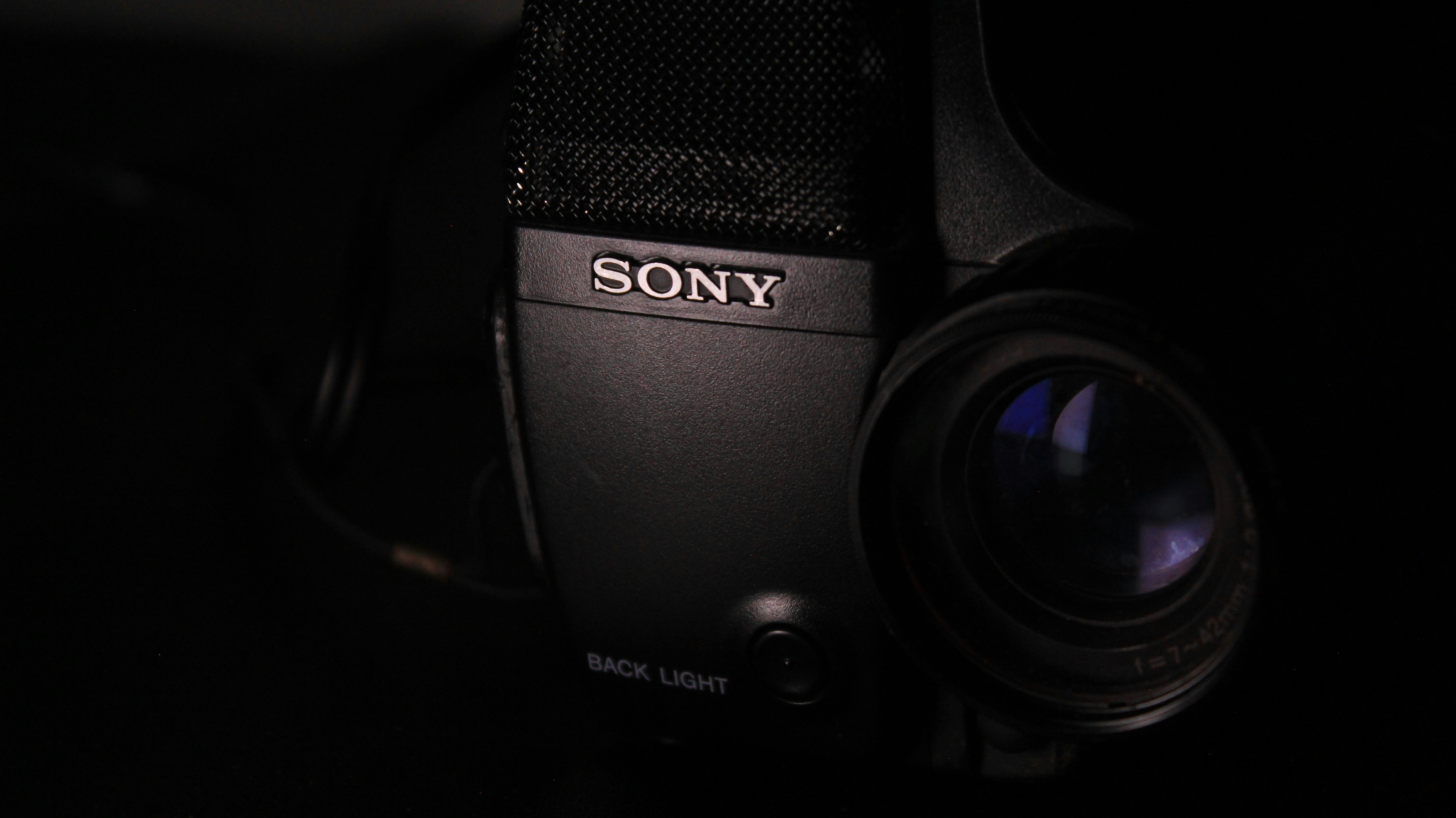 a sony camera with a microphone attached to it